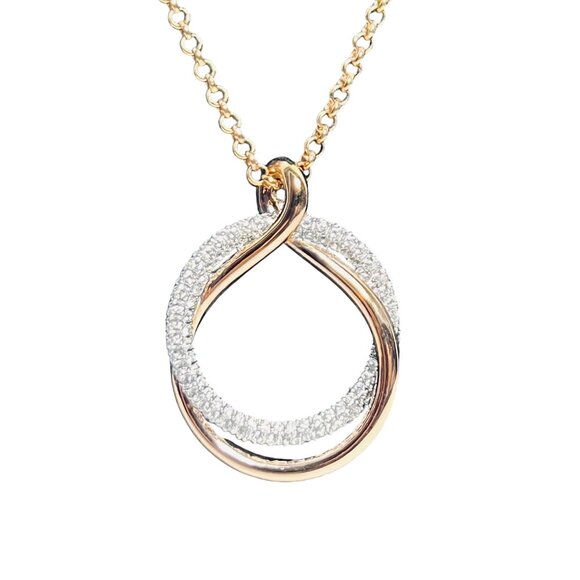 Swarovski Rose Gold Tone Rolo Chain Necklace With Crystal Exact Pendant (6007) - Picture 3 of 7